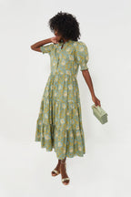 Blue and Green Leafy Floral Bennett Maxi Dress