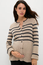 Oat and Navy Celine Contour Cardigan