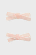 Pink Small Velvet Bow Clips Set of 2