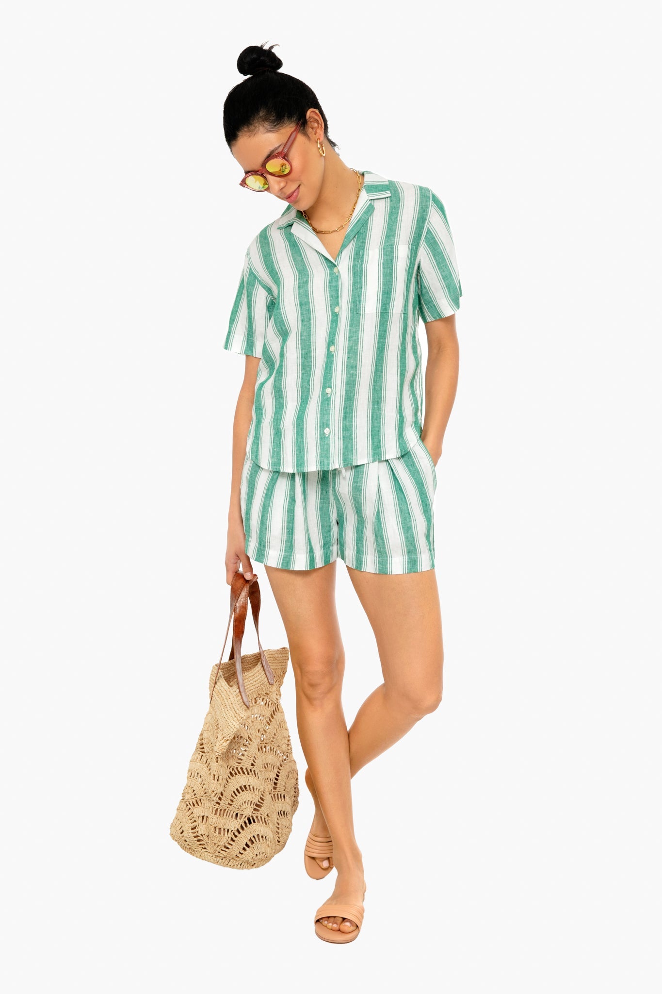 Green Awning Stripe Ione Short