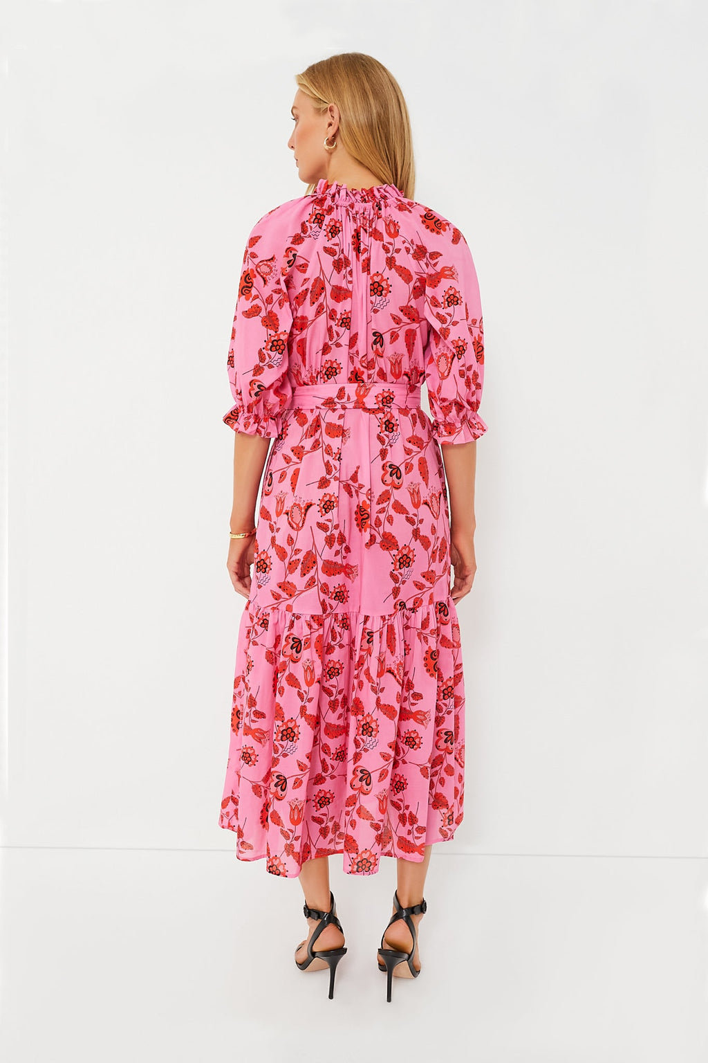 Red and Pink Floral Saratoga Cotton Dress