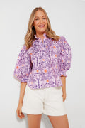 Lovebird Lilac Ruffle Front Button Blouse