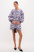 Lilac & Navy Floral Jacquard Janie Mini Dress