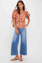 Coral Peony Coralie Short Sleeve Blouse