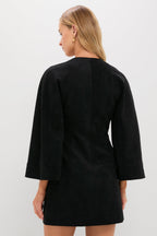 Black Anesa Suede Zip-Front Mini Dress