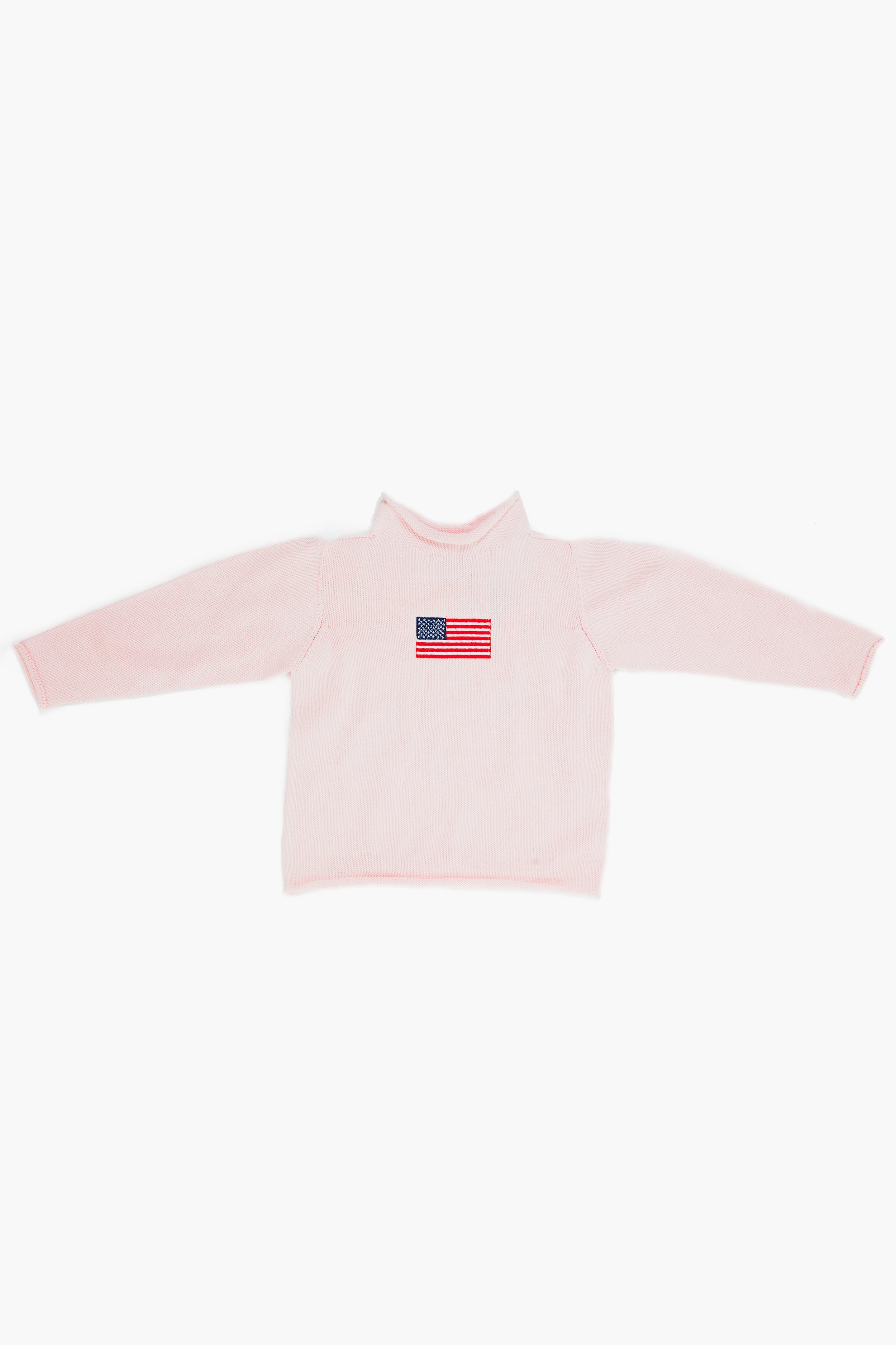 Pink American Flag Roll Neck Sweater