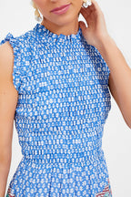 Campania Blue Sleeveless Smocked Maxi Dress