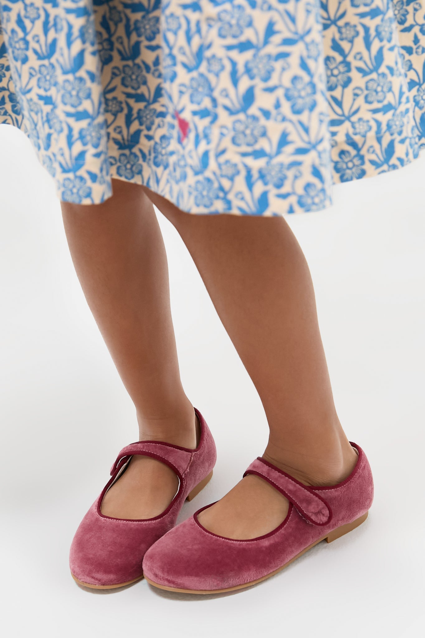 Dusty Pink Girl Velvet Mary Janes