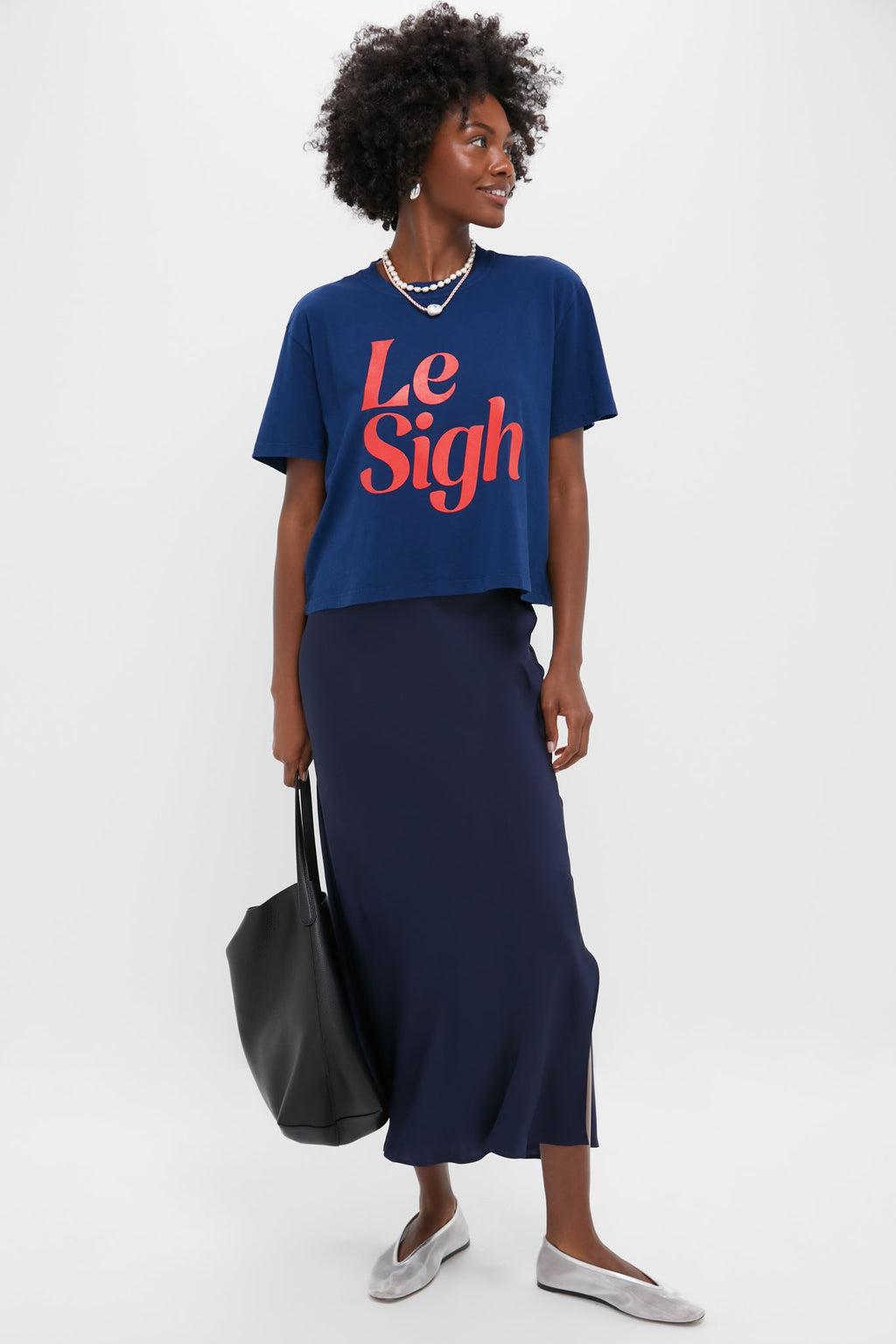 Le Sigh Navy Shrunken Boy Tee