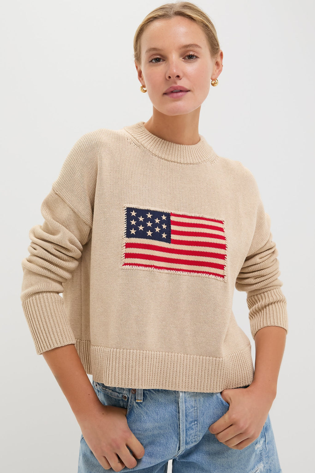 Cropped Beachwood Cotton Americana Sweater