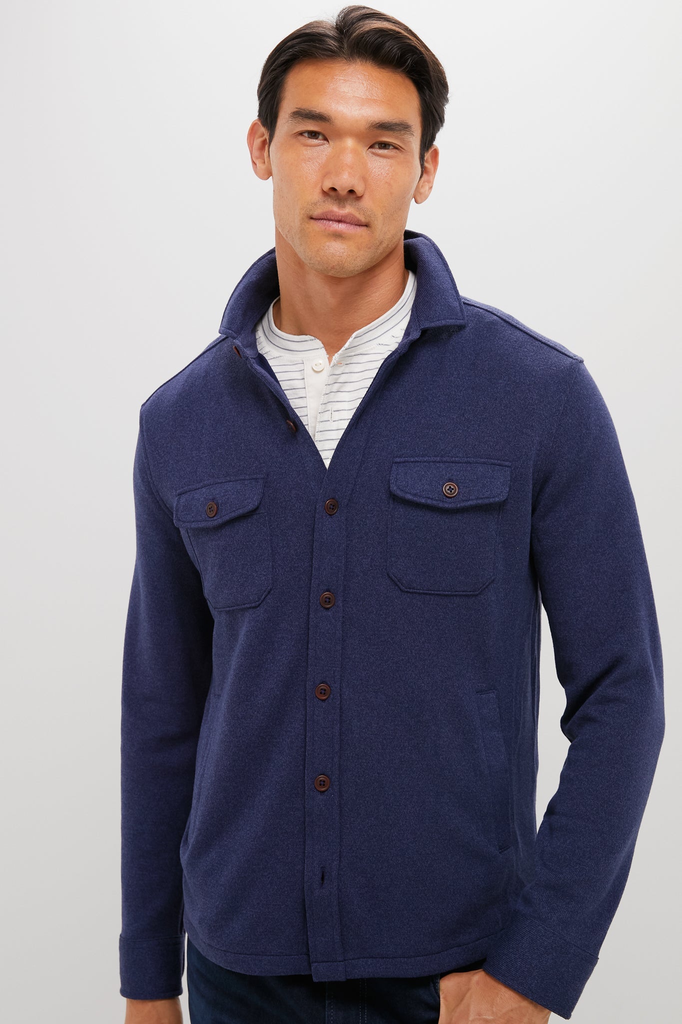Navy Crown Sweater Fleece Shirt Jacket