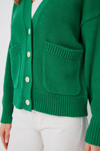 Verdant Green Cotton Emma Cardigan