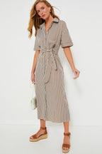 Brown Gingham Seersucker Zacara Dress