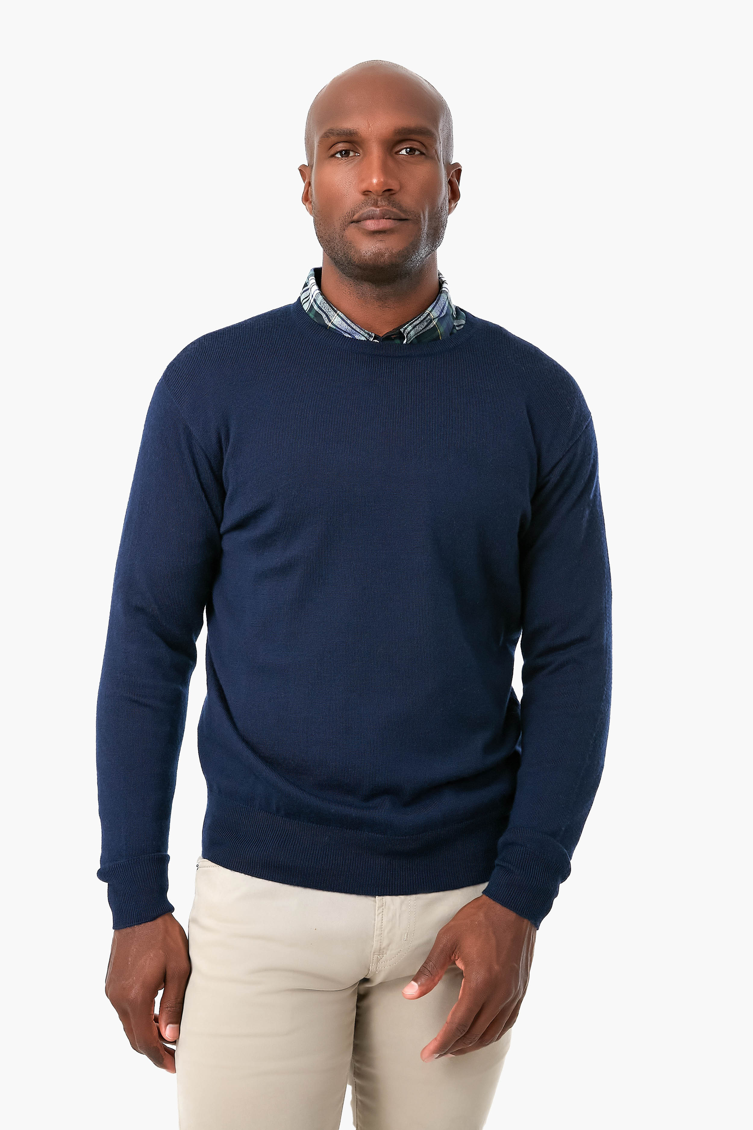 Navy Crown Soft Merino-Silk Crew