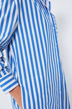 Blue Stripe Constance Maxi Shirt Dress