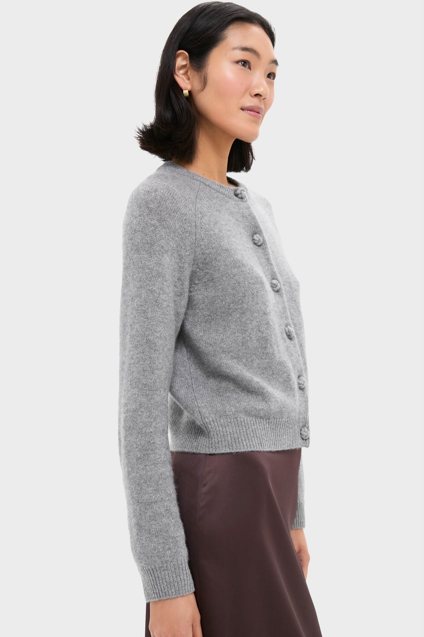 Gray Knot Button Phoebe Cardigan