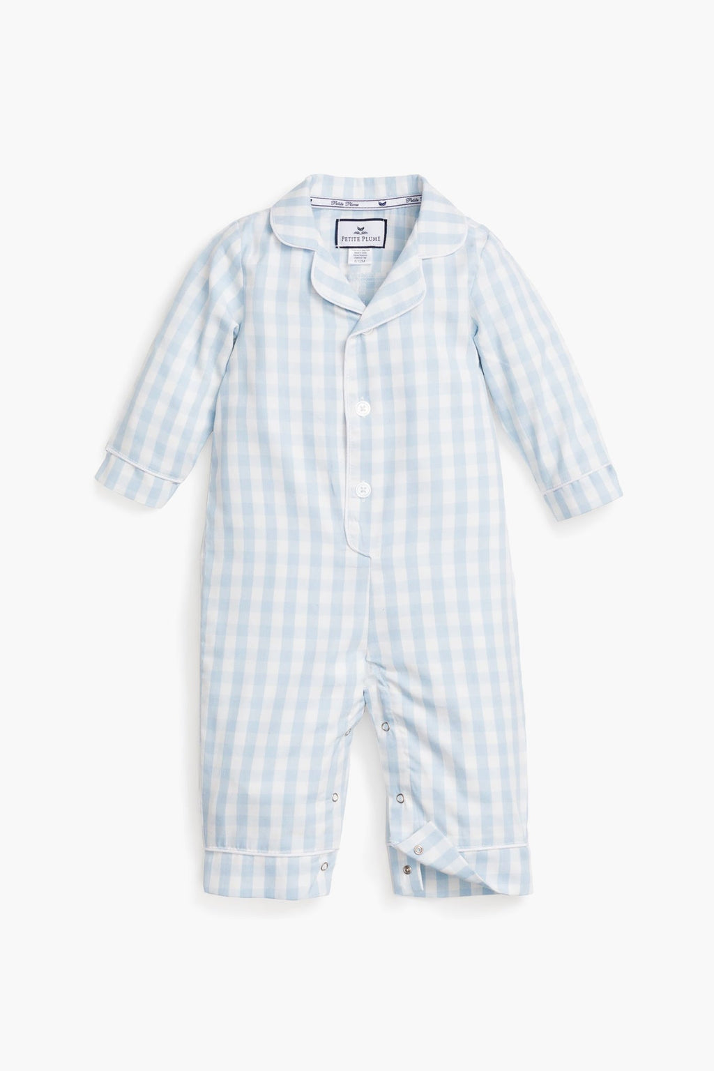 Infant Light Blue Gingham Romper