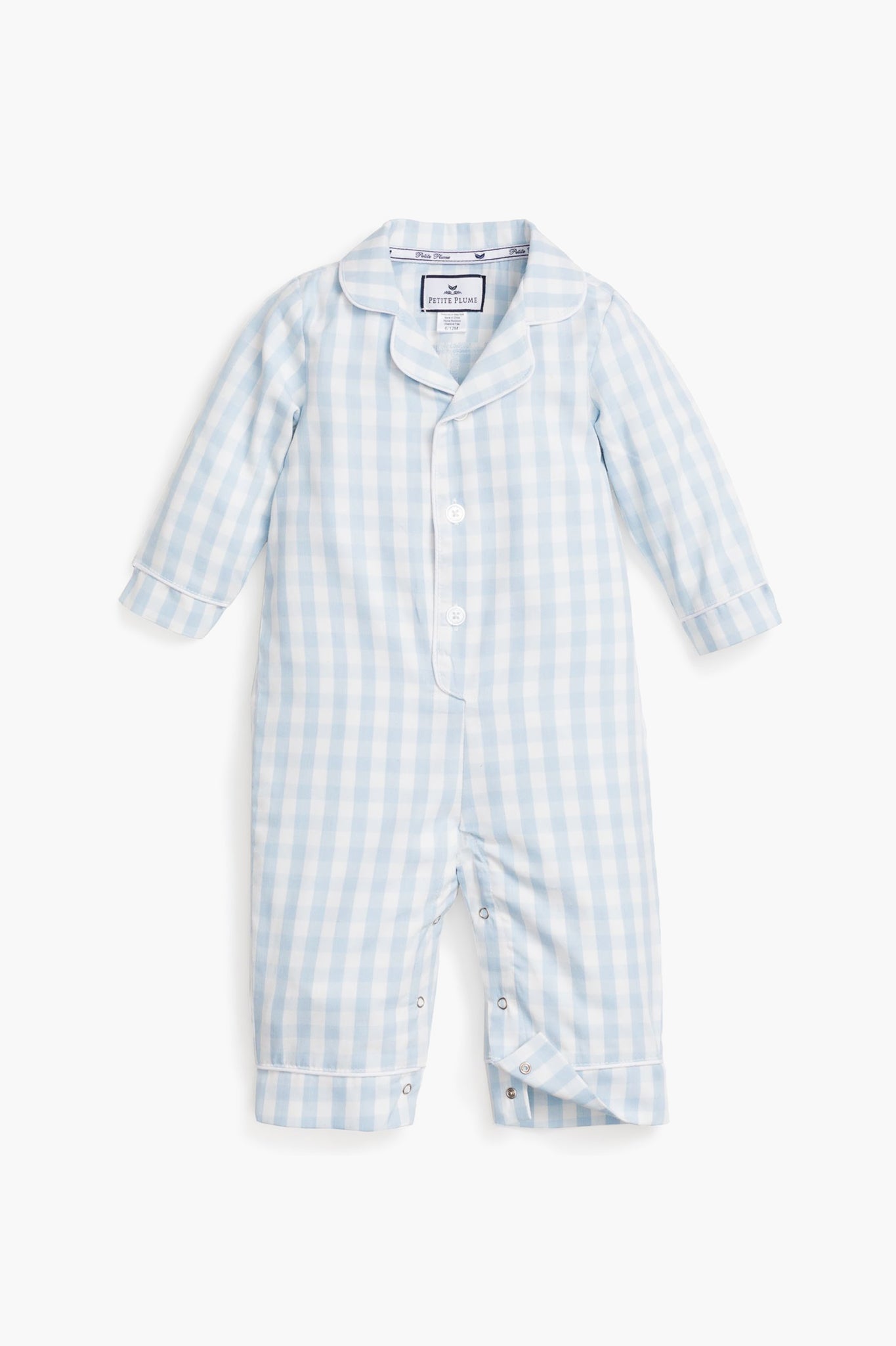 Infant Light Blue Gingham Romper