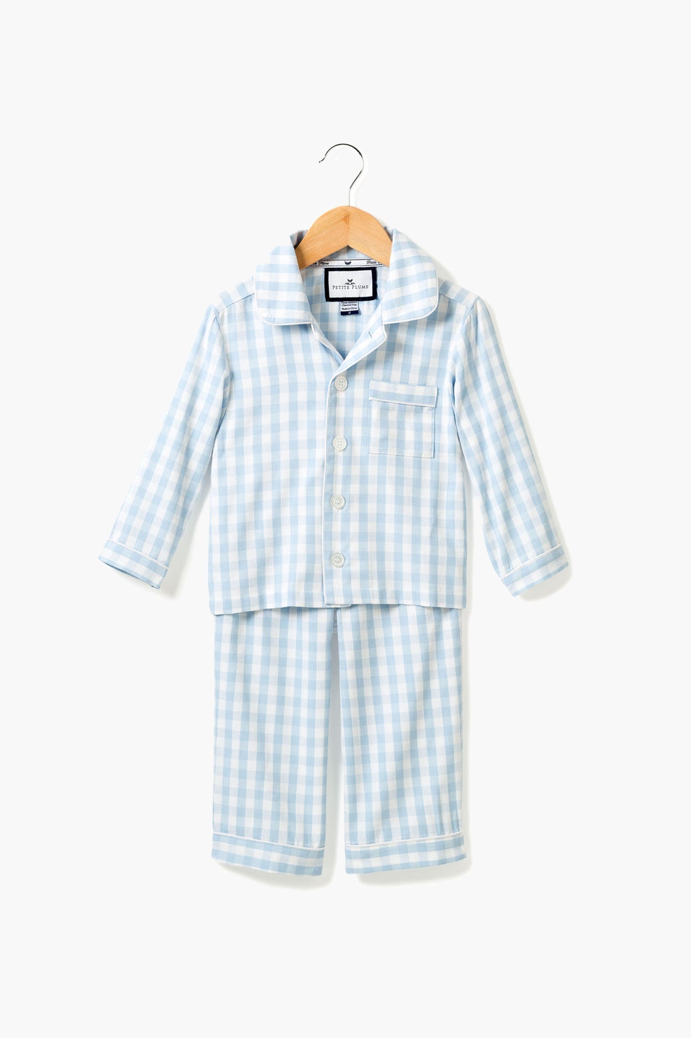 Kids Light Blue Gingham Pajama Set