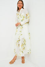 Ivory Magnolia Harmony Draped Shirt Dress