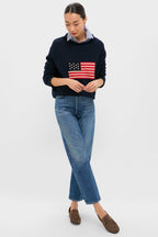 Navy Cotton Rollneck Americana Sweater