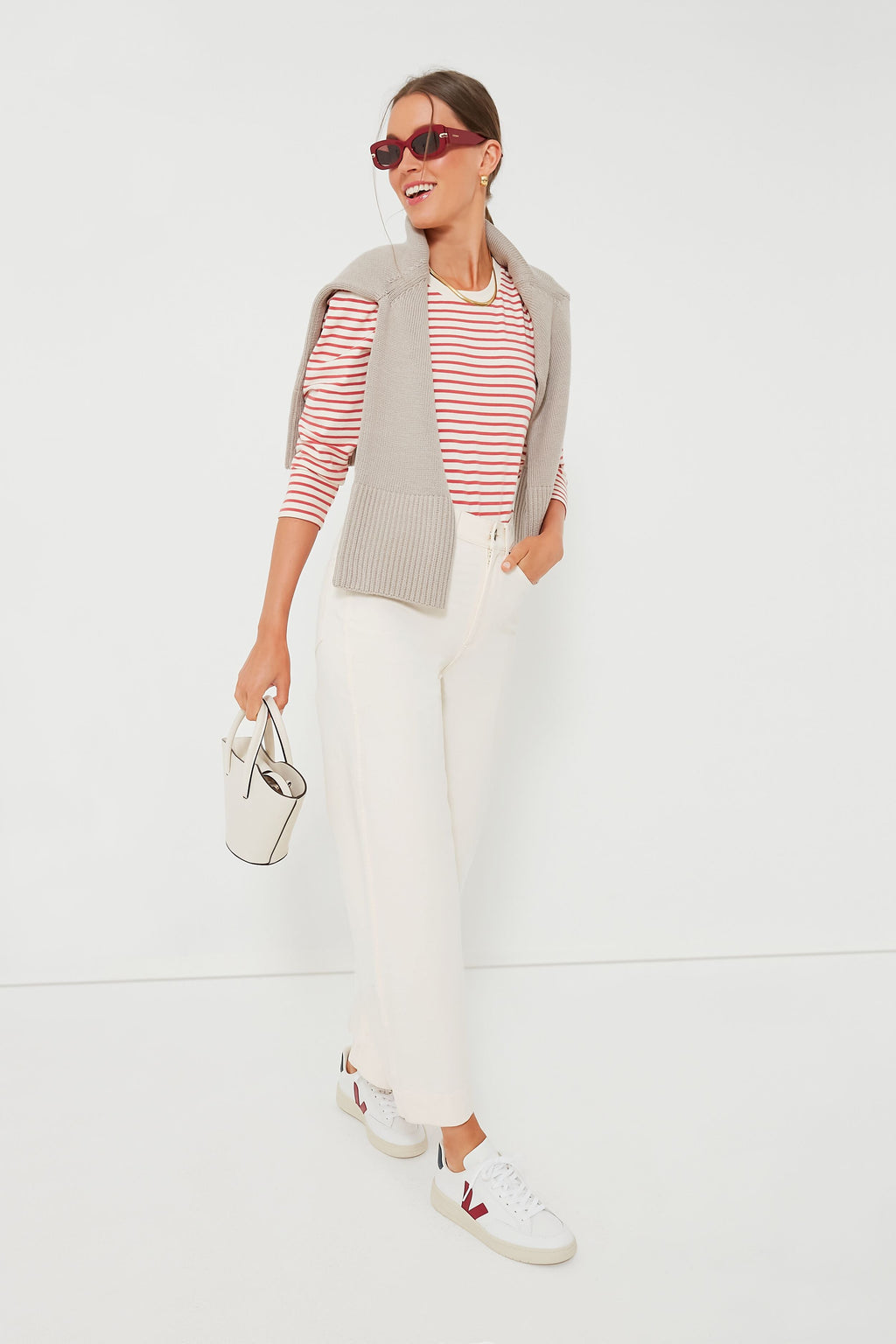 Red Striped Vesty Long Sleeve Crewneck