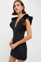 Black Jacquard Tanya Mini Dress