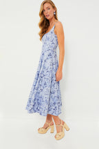 Periwinkle Sketchbook Floral Midi Wells Dress