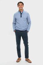 Mid Blue Light Grey Corbet Reversible Pullover