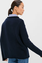 Navy Cotton Rollneck Americana Sweater