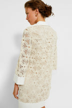 Tan Crochet Collier Dress