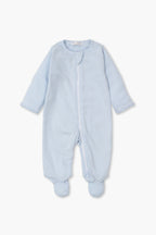 Blue Classic Rib Zipper Footie