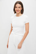 White Pointelle Slim Fit Tee