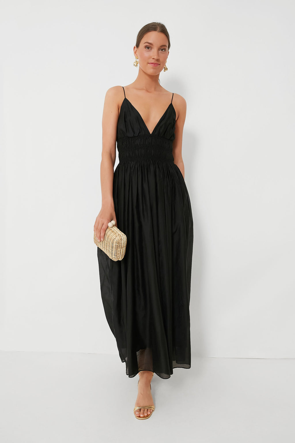 Black Sleeveless V-Neck Maxi Dress