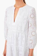 White Eyelet Long Sleeve Tunic Dress