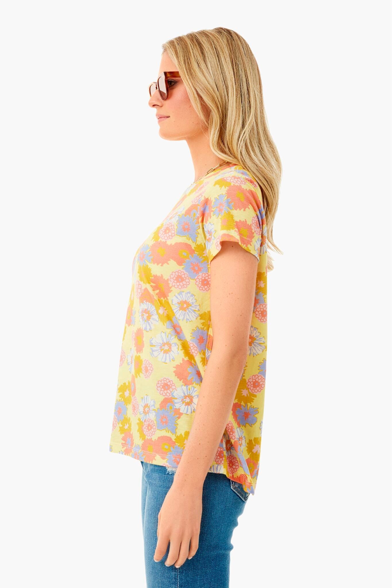 White Vintage Floral Swing Crew Tee