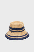 Natural and Navy Raffia Bucket Hat