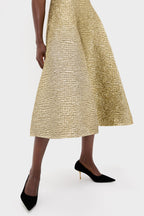 Gold Metallic Seersucker Mara Midi Dress