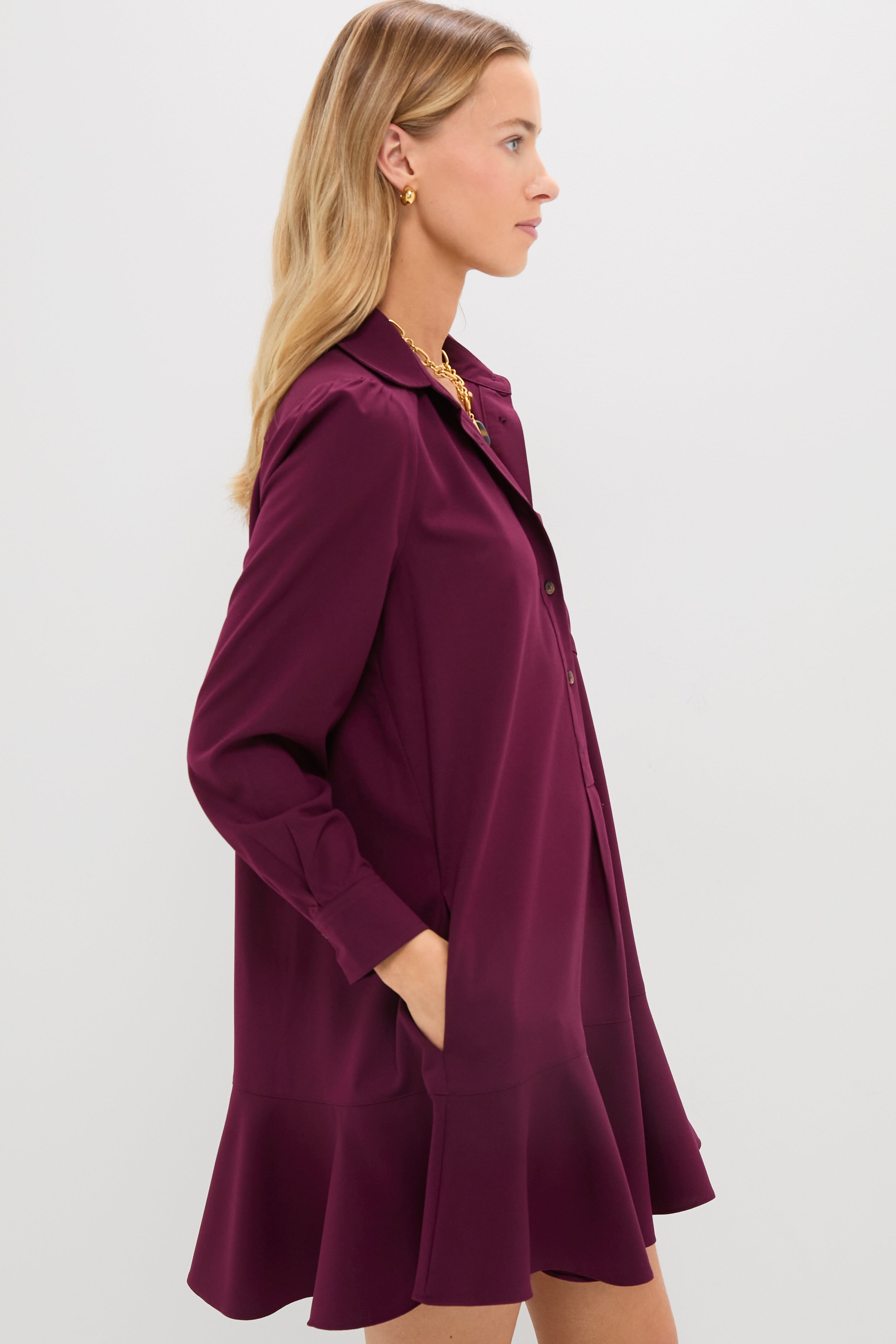 Winetasting Crepe Callahan Shirt Dress
