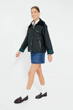Black and Sage Tartan Catton Wax Jacket