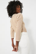 Tan Striped Vesty Long Sleeve Crewneck