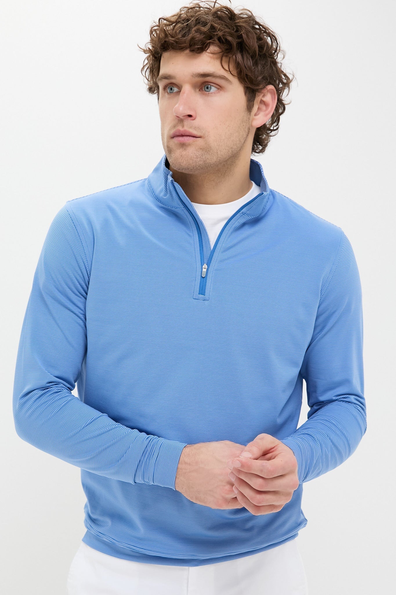 Sailor Blue Perth Sugar Stripe Performance Quarter-Zip