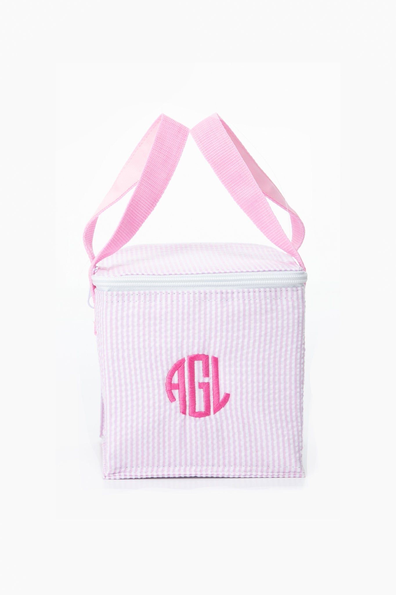 Pink Seersucker Snack Square Bag