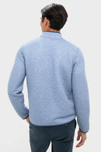 Mid Blue Light Grey Corbet Reversible Pullover
