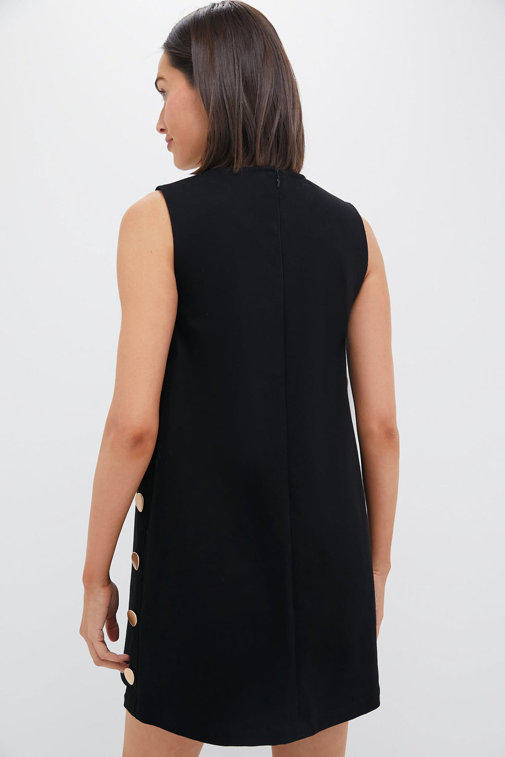 Black Twill Button Bitsy Dress