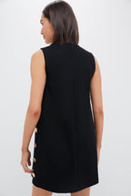 Black Twill Button Bitsy Dress
